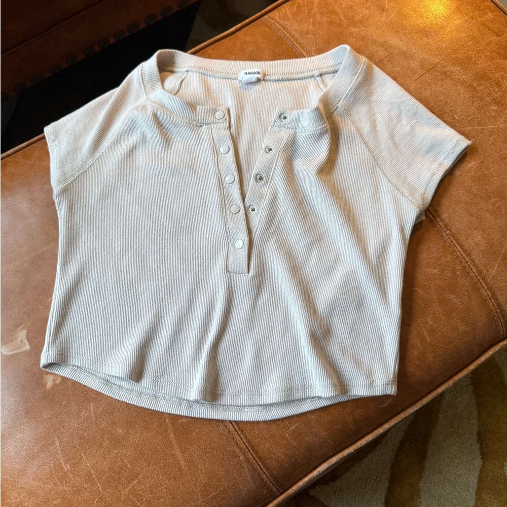 GARAGE Henley Ribbed Crop Tee